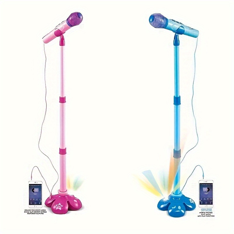 Micrófono para niños con soporte, máquina de karaoke para niños, juguetes  musicales, micrófono de juguete con soporte para niños y niñas cumpleaños