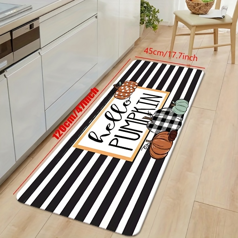 Pumpkin Garden Style Striped Doormat Classic Black White - Temu