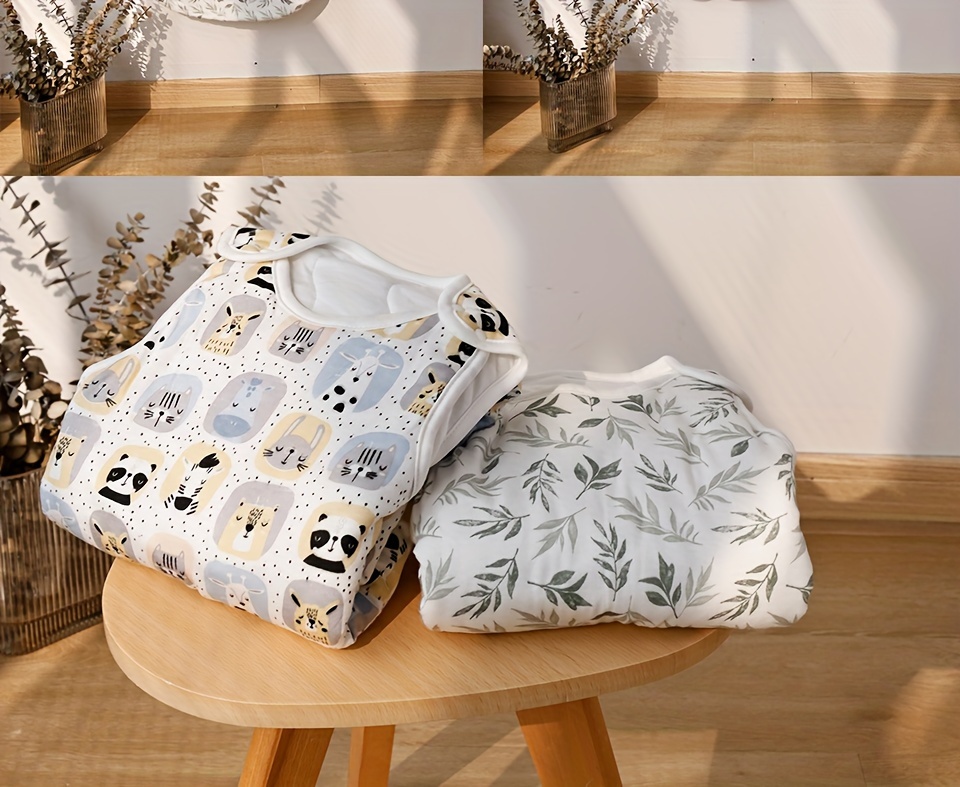 leaf and animal print sleeveless sleeping sack for winter soft sleeping bag details 8