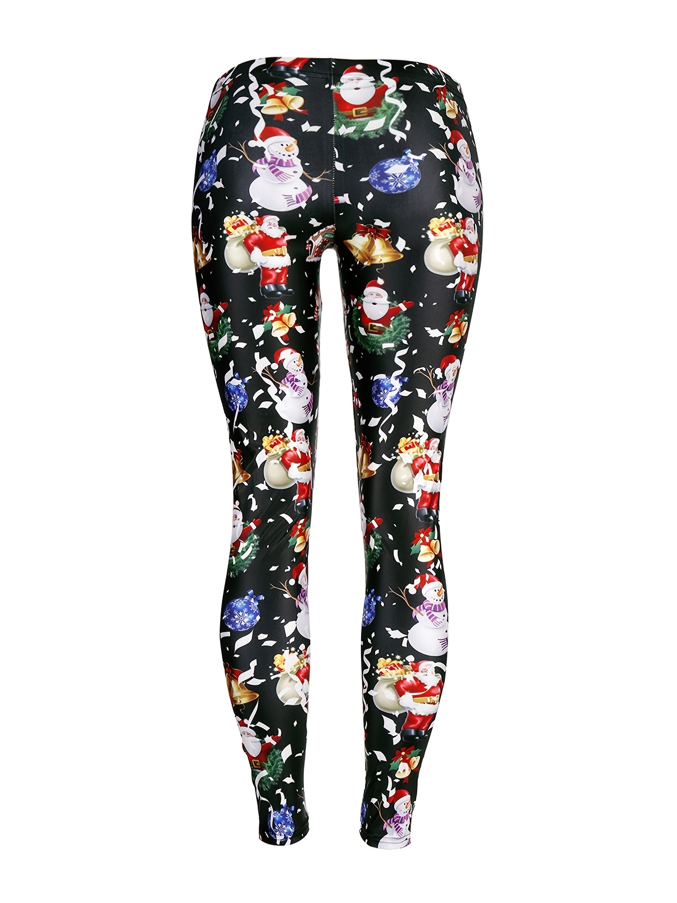 Sexy Christmas Print Leggings Casual High Waist Elastic - Temu