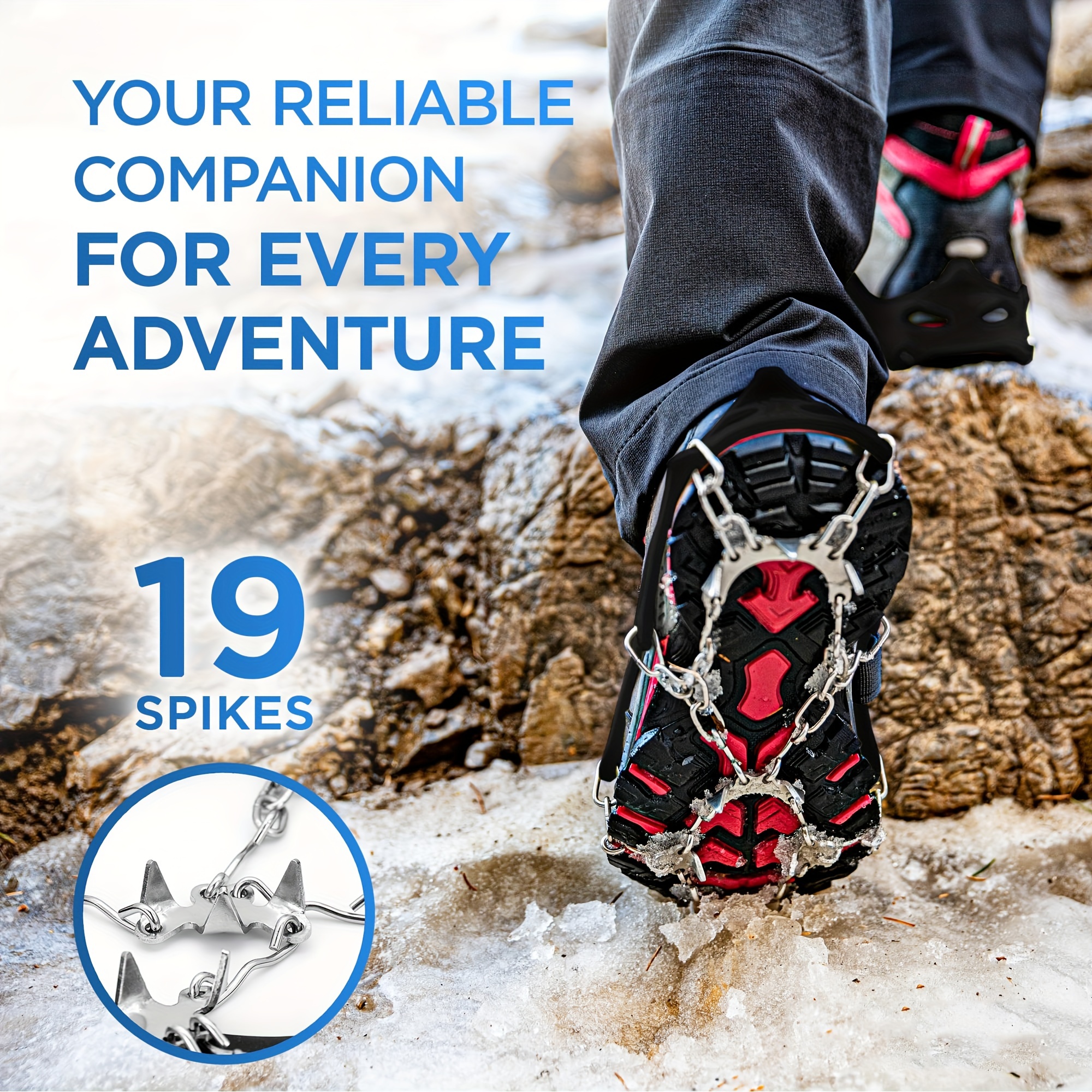 1 Paire, Crampons Crampons À Glace Pour Bottes Chaussures, Crampons  Antidérapants 19 Pointes En Acier Inoxydable Pour Hommes Femmes Randonnée  Pêche Marche Escalade Alpinisme - Temu Canada