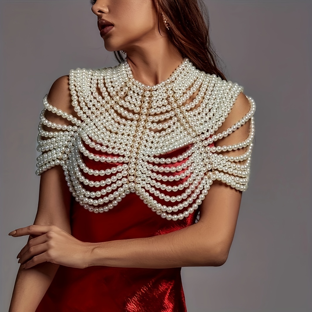 CCbodily Pearl Body Chain Bra - Fashion Shoulder Necklaces Bra Chain Body  Jewelry