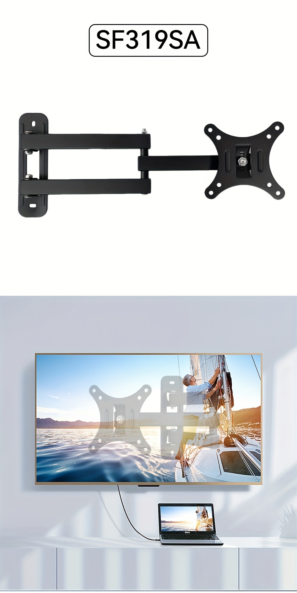 Soporte de montaje en pared para monitor de TV de movimiento completo,  brazos articulados, rotación de extensión de inclinación giratoria para la