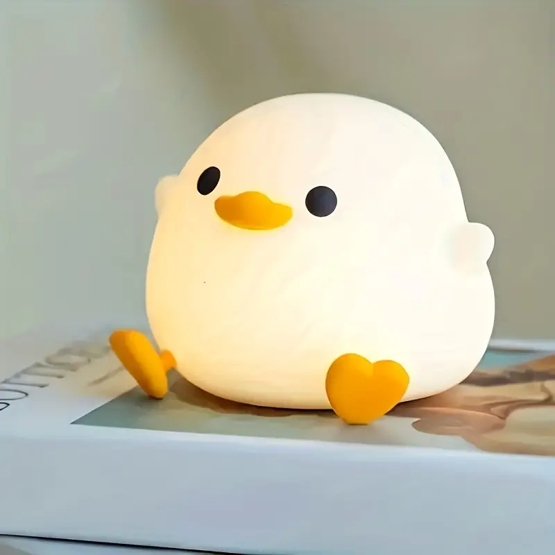 1pc Lovely Doudou Duck Small Night Light, Bedside Chargeable Sleep Pat Light, Timing Silicone Table Lamp, USB Powered