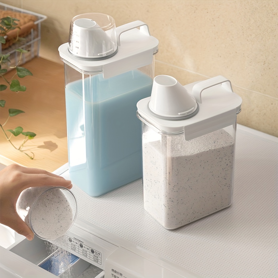 Airtight Laundry Detergent Dispenser Powder Storage Box Clear Washing  Powder Liquid Container with Lids Jar