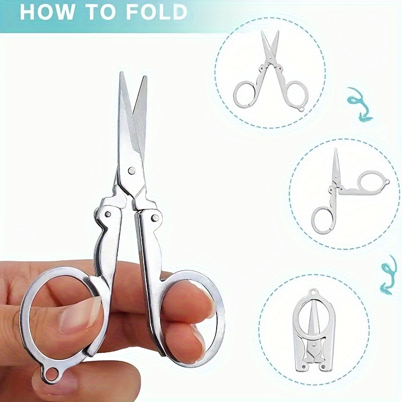  Stainless Steel Pocket Travel Folding Scissors Keychain Fishing  Scissors Thread Cutter : Arts, Crafts & Sewing