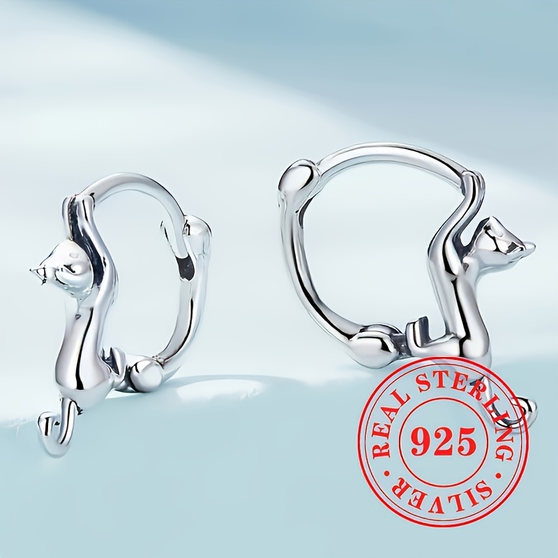 Fashionable Cat Ring Earring Set 925 Sterling Silver