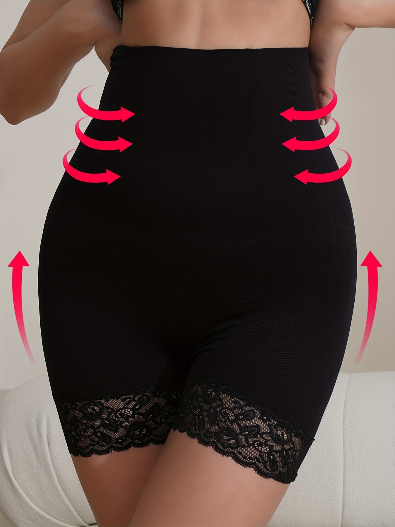 Women's Lace Trim Tummy Control Body Shaper Briefs, Shapewear Panty