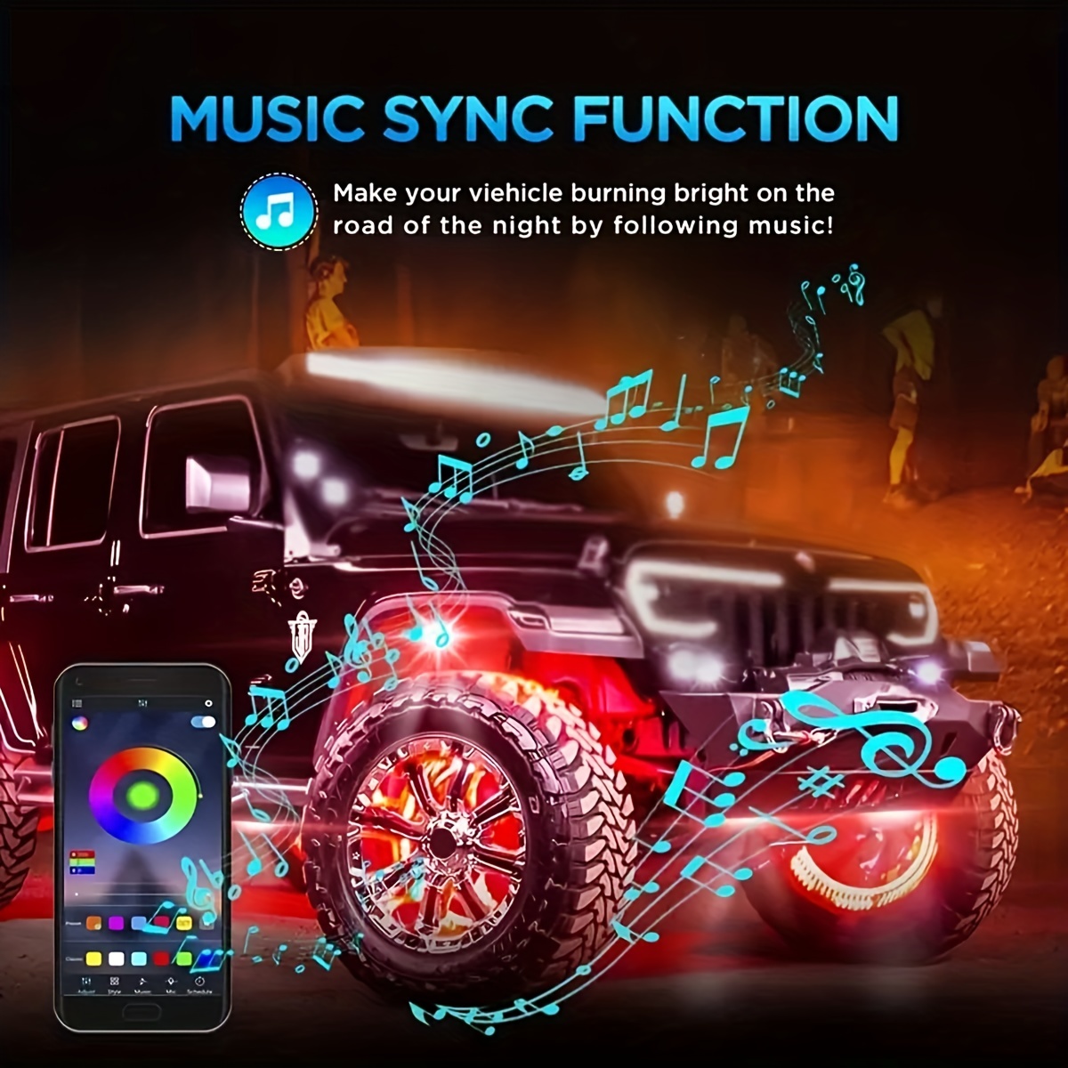 RGB LED Rock Lights, Multicolor Neon Underglow Waterproof Music Lighting  Kit With APP & RF Control For Jeep Off Road Truck Car ATV SUV