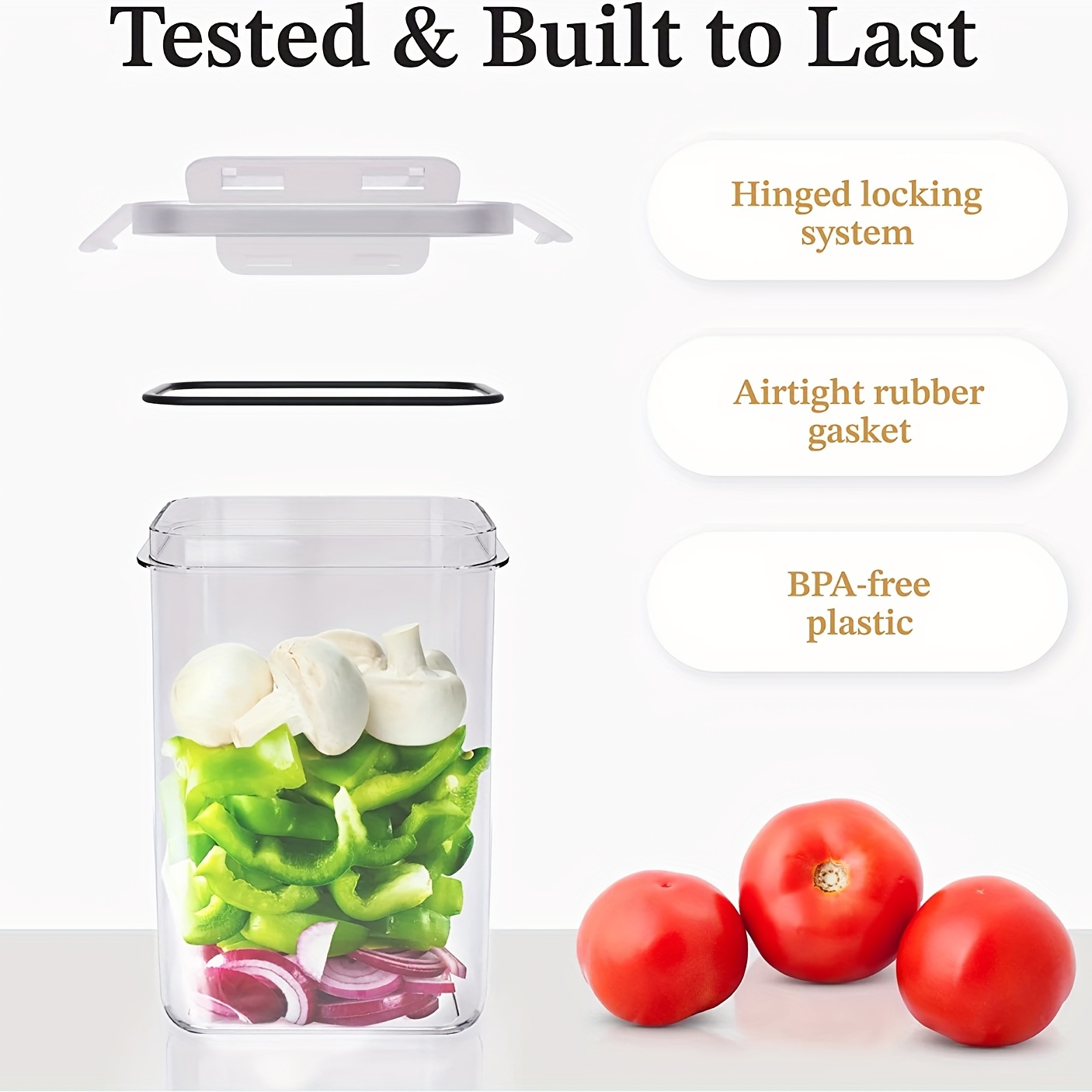 6pcs Airtight Food Storage Container With Lid - Bpa-free Plastic
