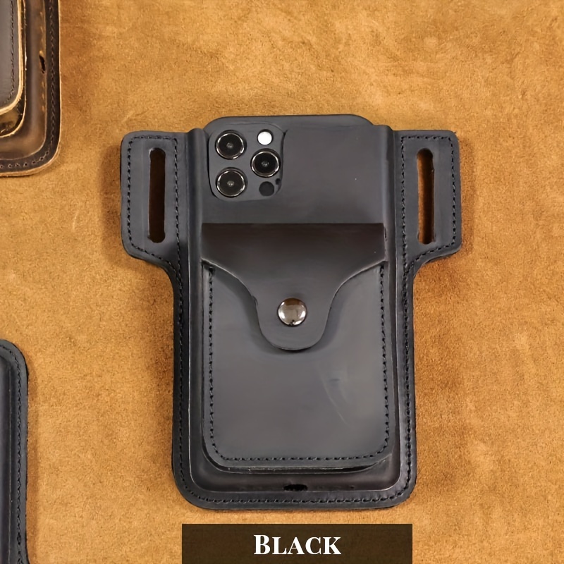 Black Vertical Leather Phone Pouch Case Blet Clip Holster For iPhone 15 Pro  Max