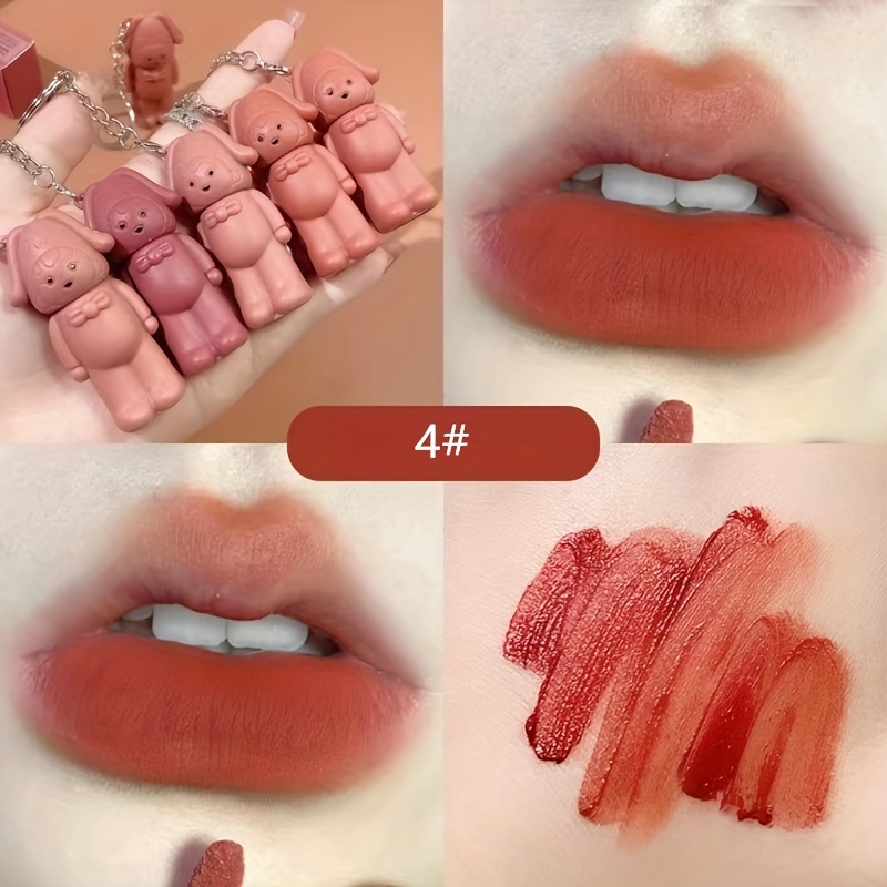 Bear Keychain Lip Stain Velvet Matte Long Lasting Lip Mud