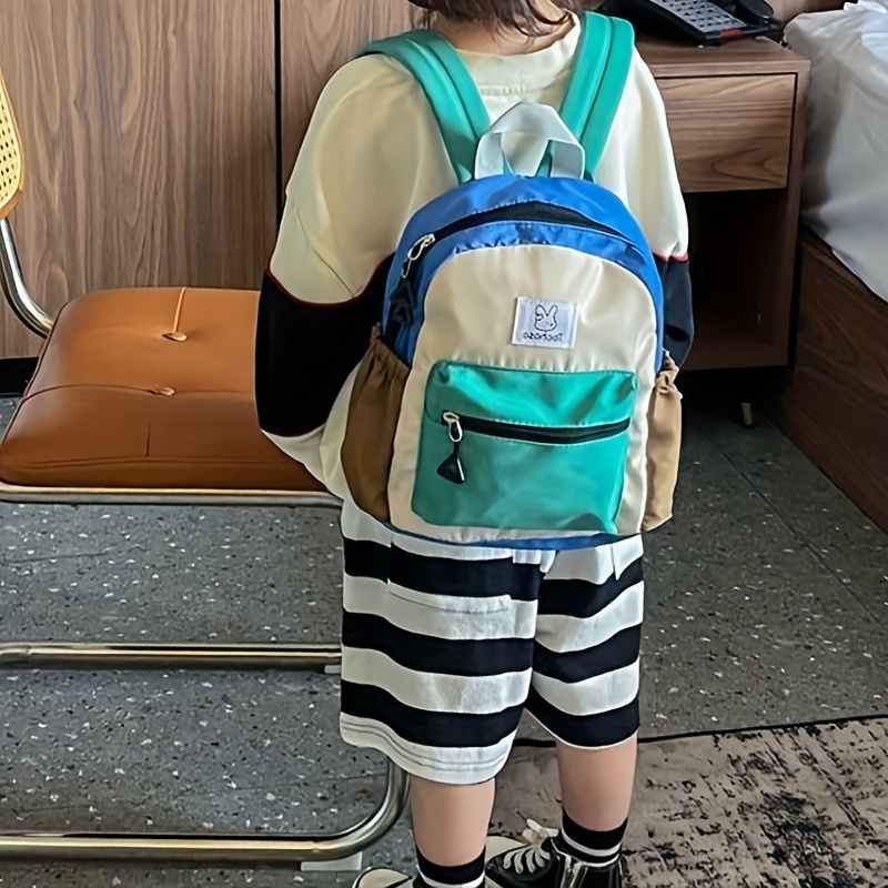 Children's Block Backpack Canvas Large Capacity Schoolbag