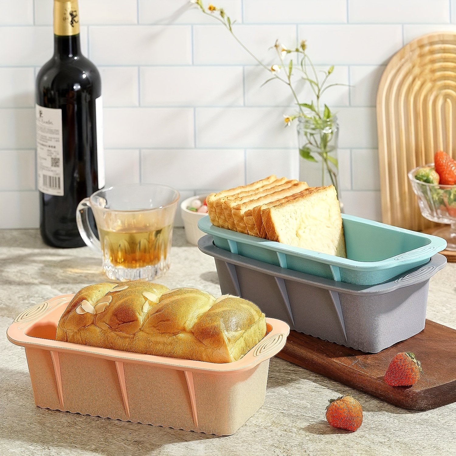 Silicone Bread Loaf Pans,, Non-stick Bread Pans For Baking, Easy Release Loaf  Pan, Great For Homemade Bread, Cakes, Brownies, Dishwasher Safe (2 Colors,  Nesting Design) - Temu