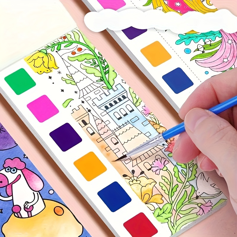 Drawing Coloring Paper Children's Watercolor Coloring Book - Temu