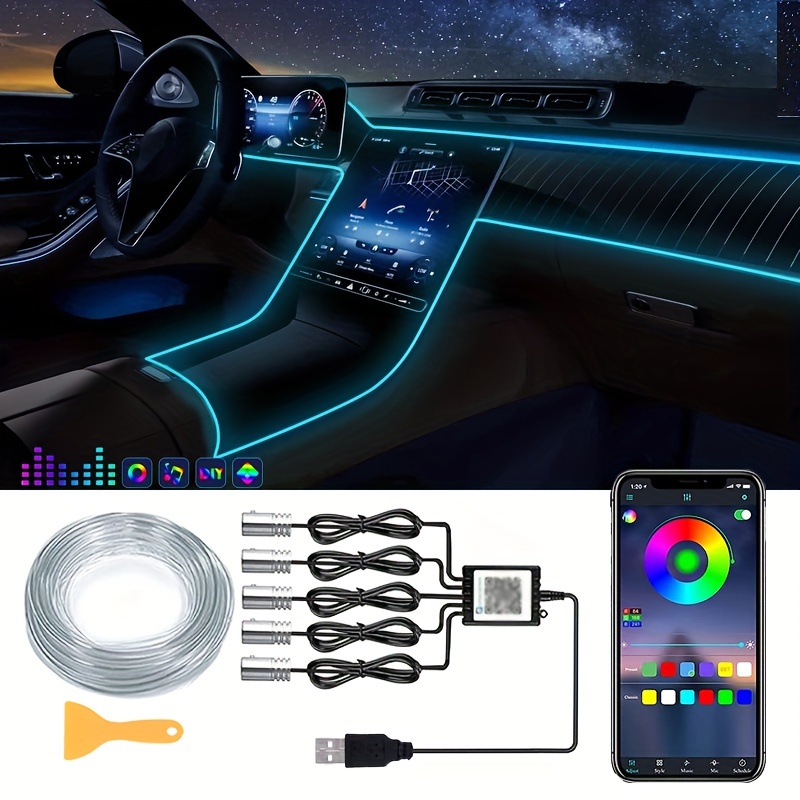 Bande LED voiture - Eclairage intérieur - Prise USB (avec fonction musique)