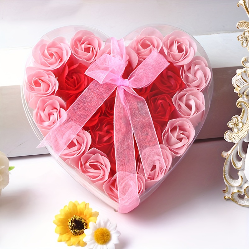 1 Pack, Heart-Shaped Soap Box With Rose Flowers - Perfect Valentine's Day  Gift, Party Decor, And Couple Gift For Home Or Office, Creative Gifts, Valen