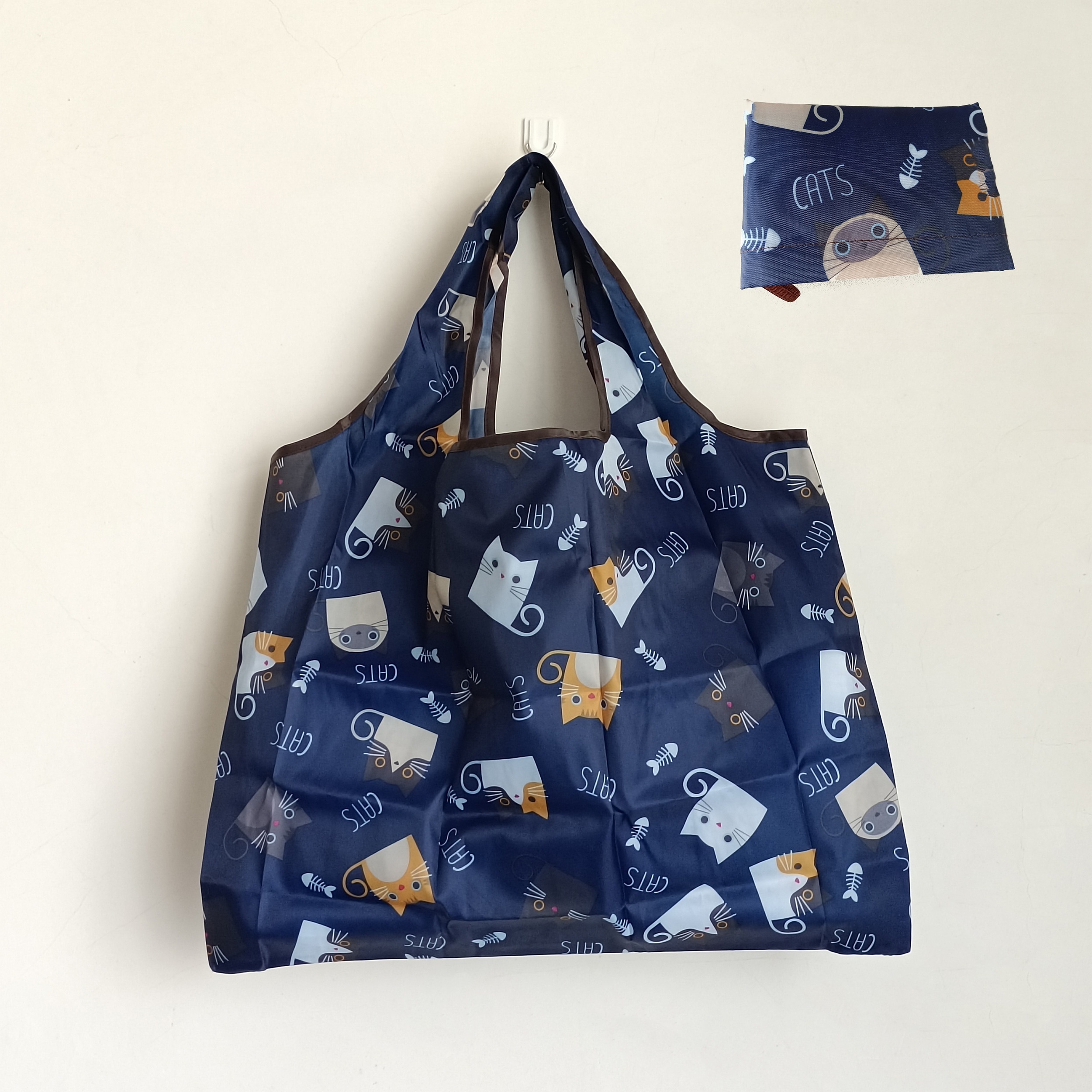 2pcs Cartoon Cat Shoulder Bag Large Capacity Foldable Eco-Friendly Shopping Bag