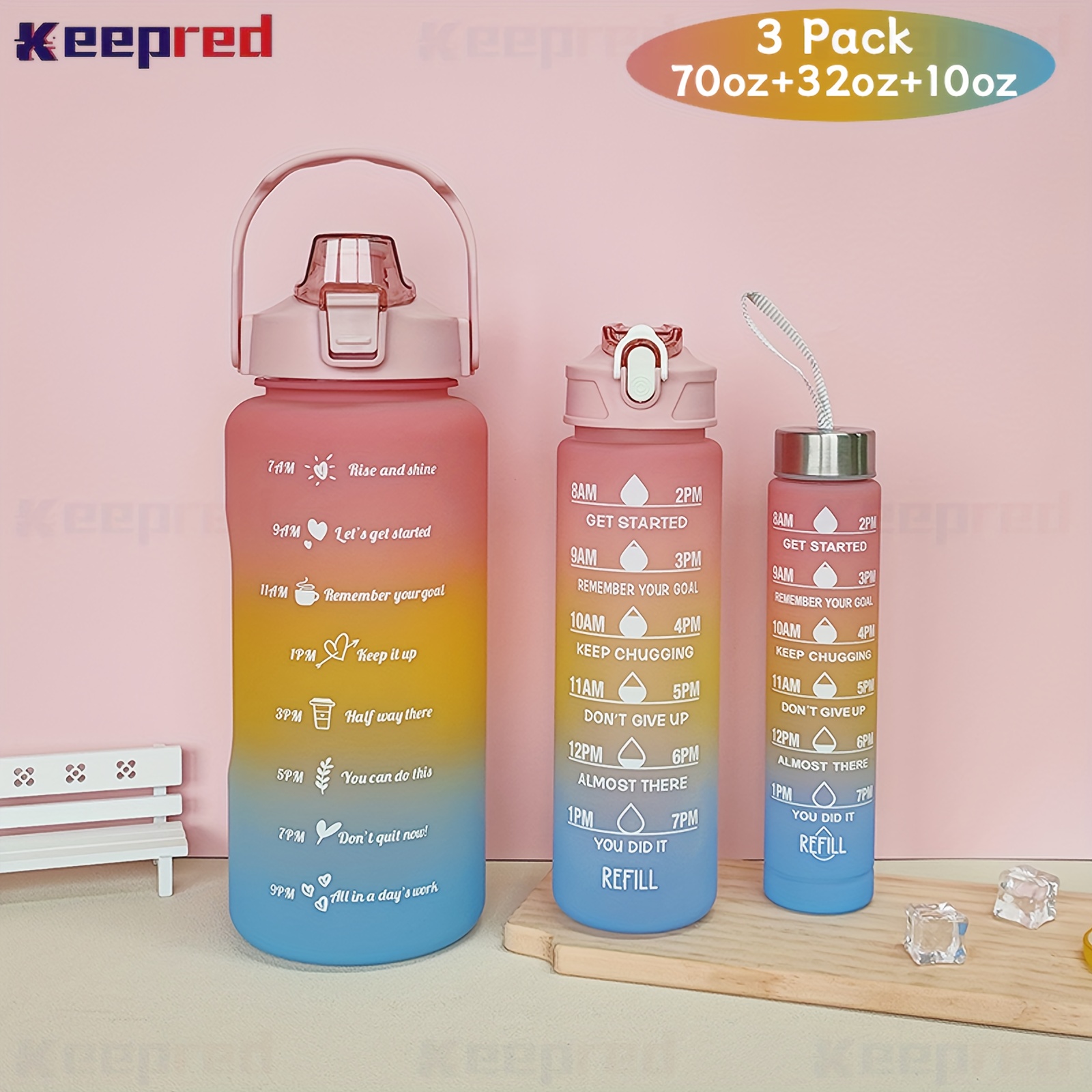 Keepred Gradient Water Bottle Portable Leakproof Bottle - Temu