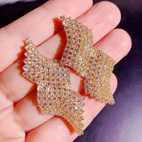 10 pairs lot shiny zircon decor dangle earrings simple luxury style zinc alloy jewelry gift for friends details 8