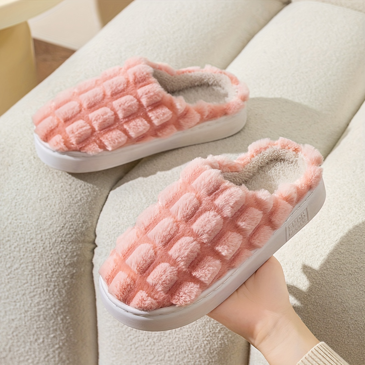 Chaussons De Maison En Peluche À Motif Arc-en-ciel, Chaussures À Enfiler  Floues À Bout Fermé Mignon, Pantoufles De Maison Confortables Et Chaudes -  Temu Canada