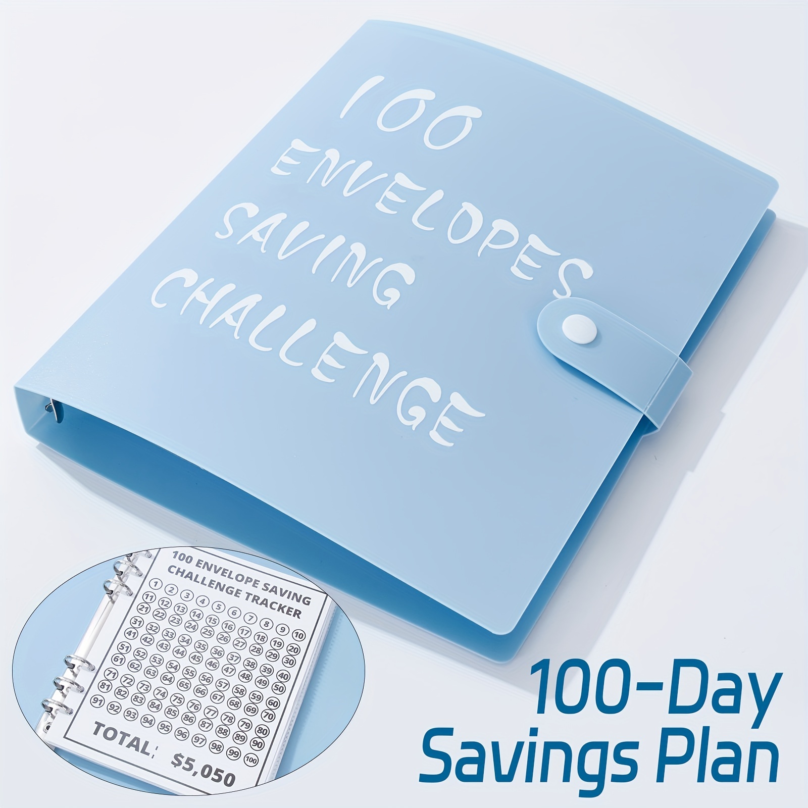 1pc 100 Envelope Challenge Binder, 100 Envelope Savings Challenge Binder,  Money Saving Challenge Kit For Save 5050 Dollars In 100 Days, With Cash