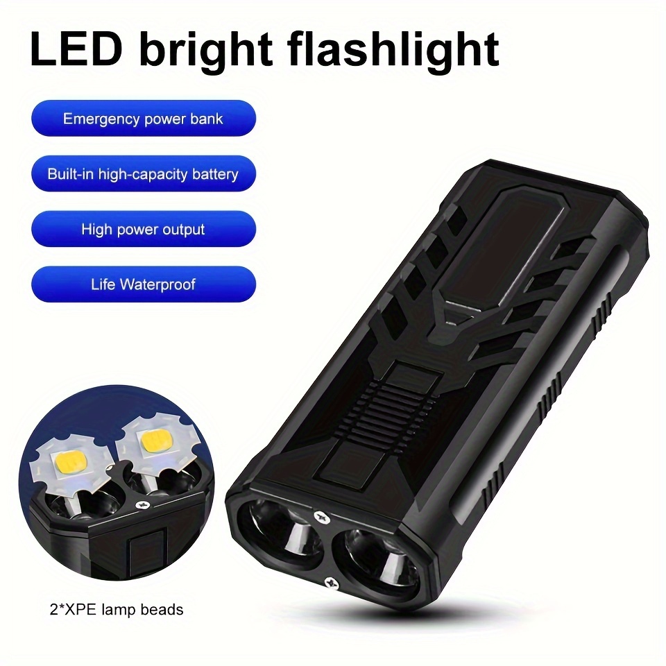 Powerful Outdoor Flashlight With Built-in Large Capacity Battery For  Long-lasting Battery Life, As A Power Bank For Outdoor, Camping, Fishing,  And Hom