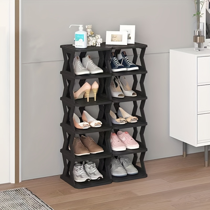 7-tier Shoe Rack For Closet And Entryway - Vertical Storage Organizer For Small  Spaces - Plastic Free Standing Shoe Racks - Narrow Shoe Organizer Cabinet -  Temu
