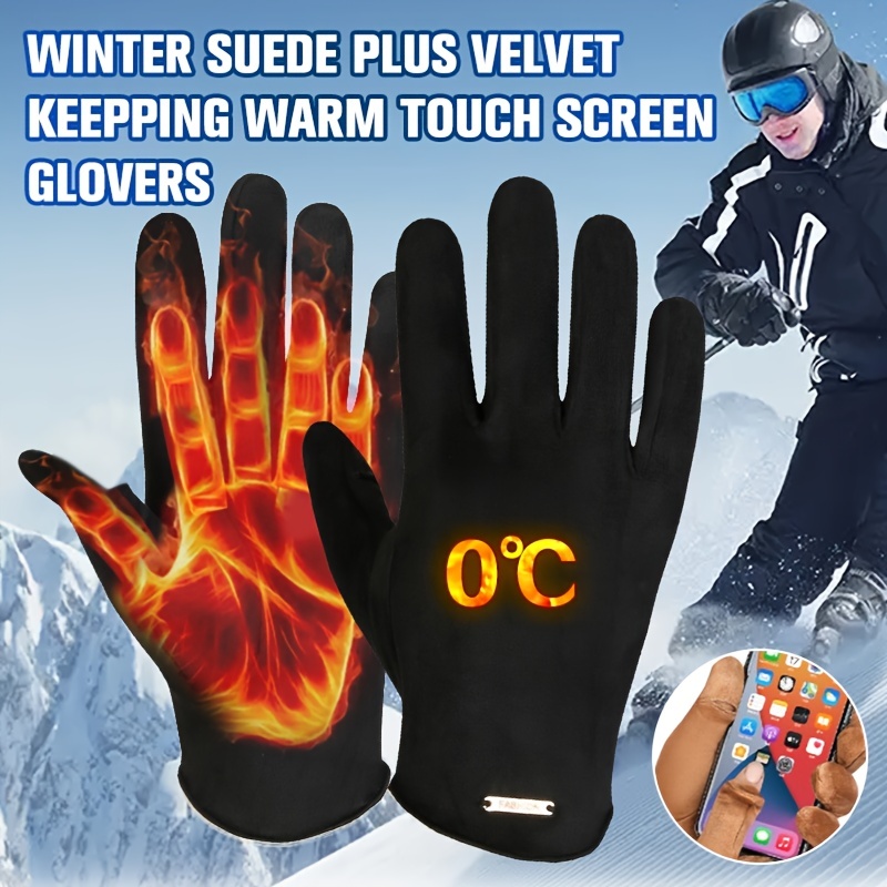 1pair Winter Mens Suede Gloves 2 Fingers Exposed Warm Touch Screen  Windproof Driving Non Slip Fishing Mens Casual Gloves, Don't Miss These  Great Deals