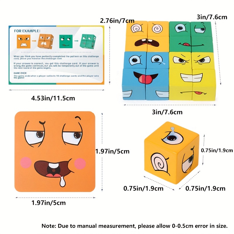 ERUGI Wooden Expressions Matching Block Puzzle Educational Games Montessori  Toy for Kids Preschool Ages . and Up,Face-Changing Rubik's Cube Building  Blocks by ERUGI - Shop Online for Toys in Australia