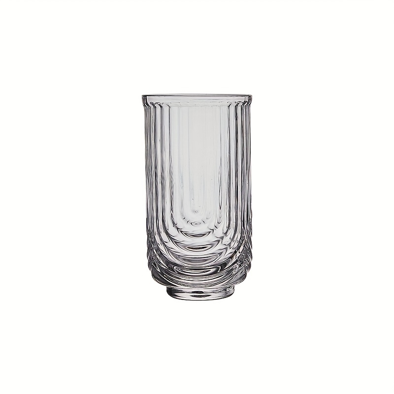 U Shaped Pattern Glass Cup Crystal Clear Embossed Water Cup - Temu