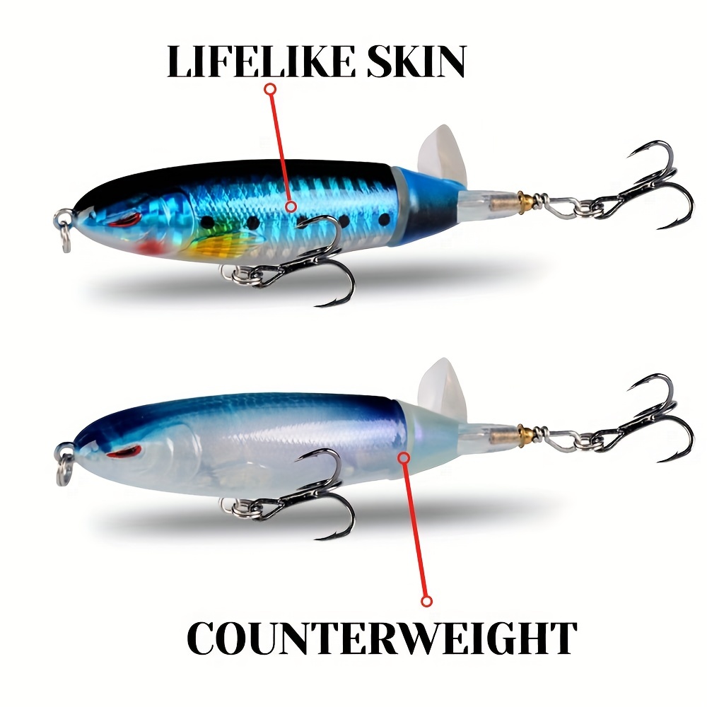 Fishing Hard Bait Rotating Tail Sharp Treble Hooks - Temu