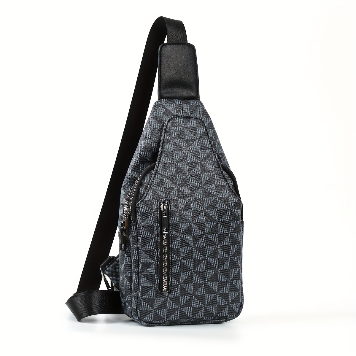 Men's backpack, travel bag, fashionable plaid black backpack