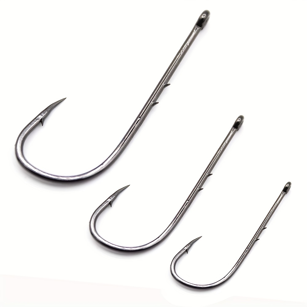 Black Long Handle Sharp Fishing Hook Iron Barbed Circle - Temu