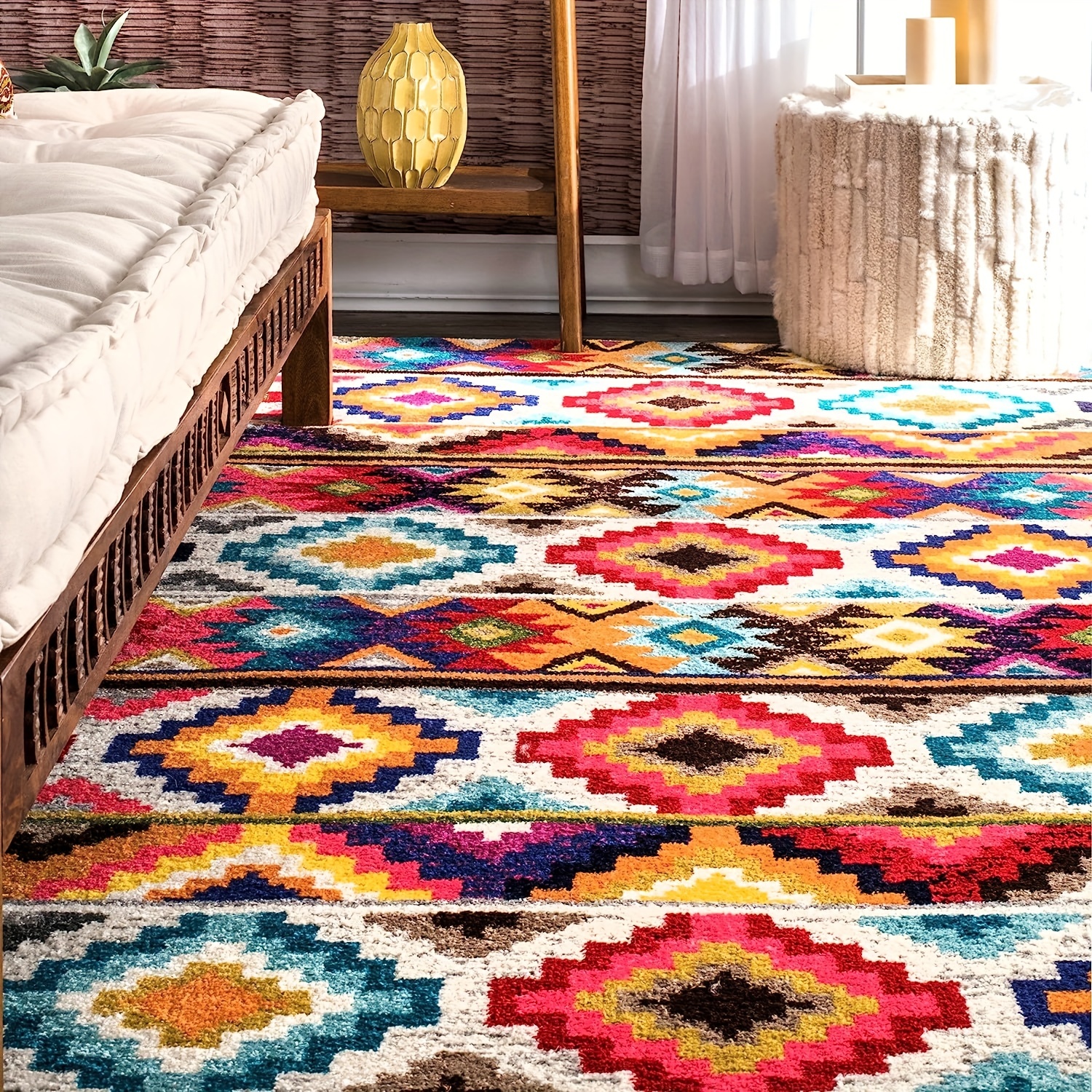 Persian Anti Fatigue Kitchen Mat Vintage Boho Anti Slip Polyester Carpet