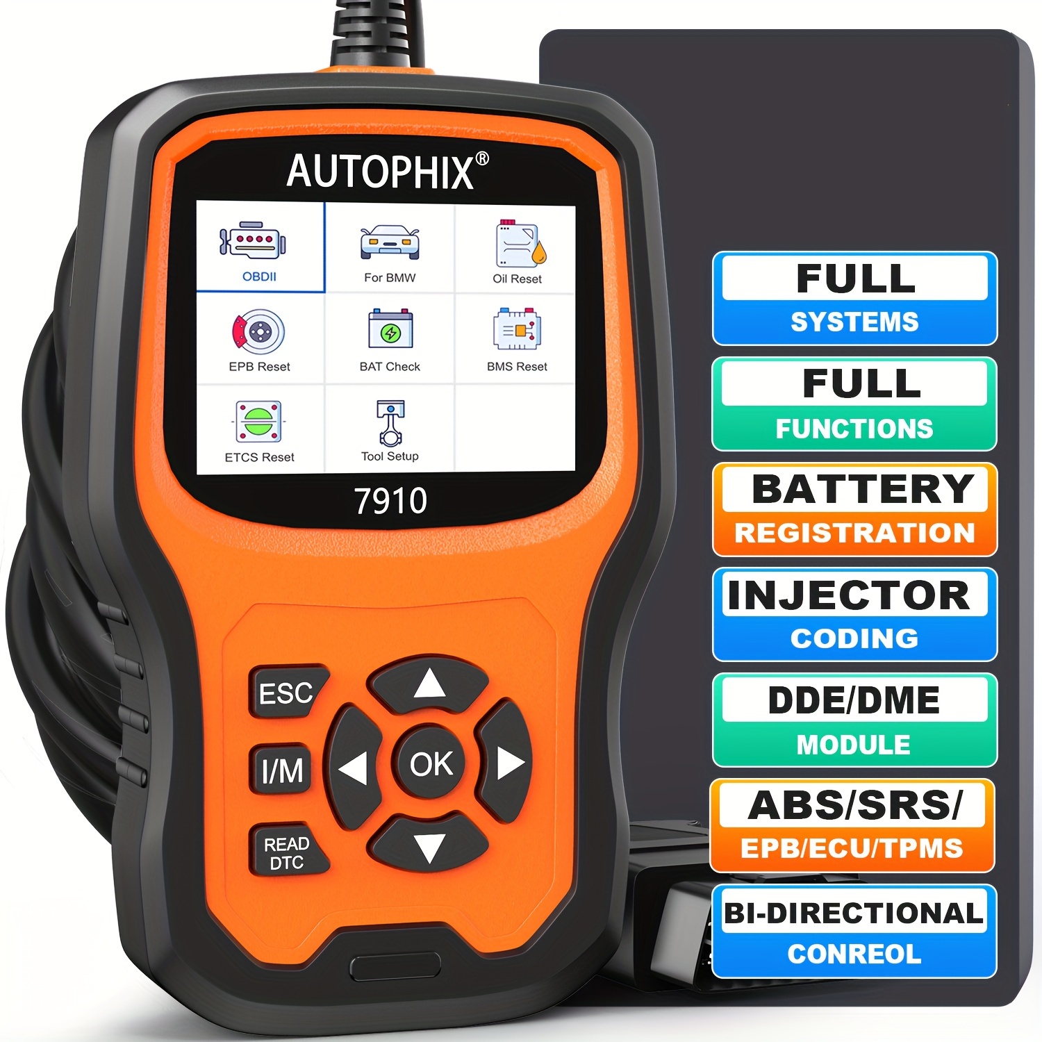 AUTOPHIX 7910 Diagnostic Scanner Fit for BMW All System Scan Tool Full  Function OBD2 Scanner Registration Bi-Directional Test All Reset Service  Code