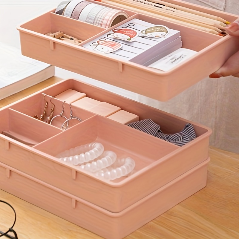 Double Drawer Desktop Storage Box Cosmetic Plastic Compartment