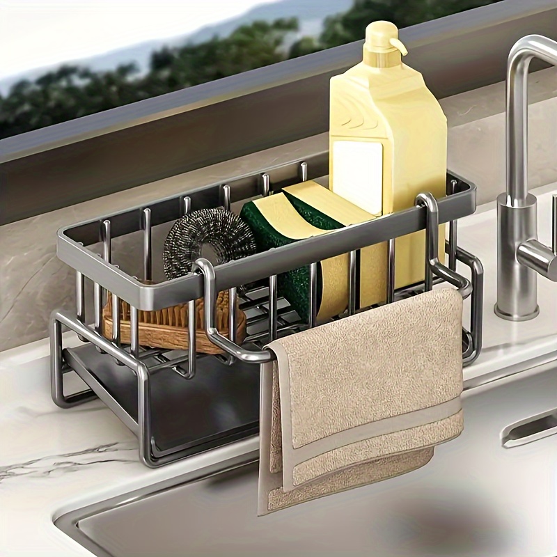 Kitchen Sponge & Cloth Holder Stainless Steel Drain Rack For Sink, Dishcloth  & Rag Storage On Countertop