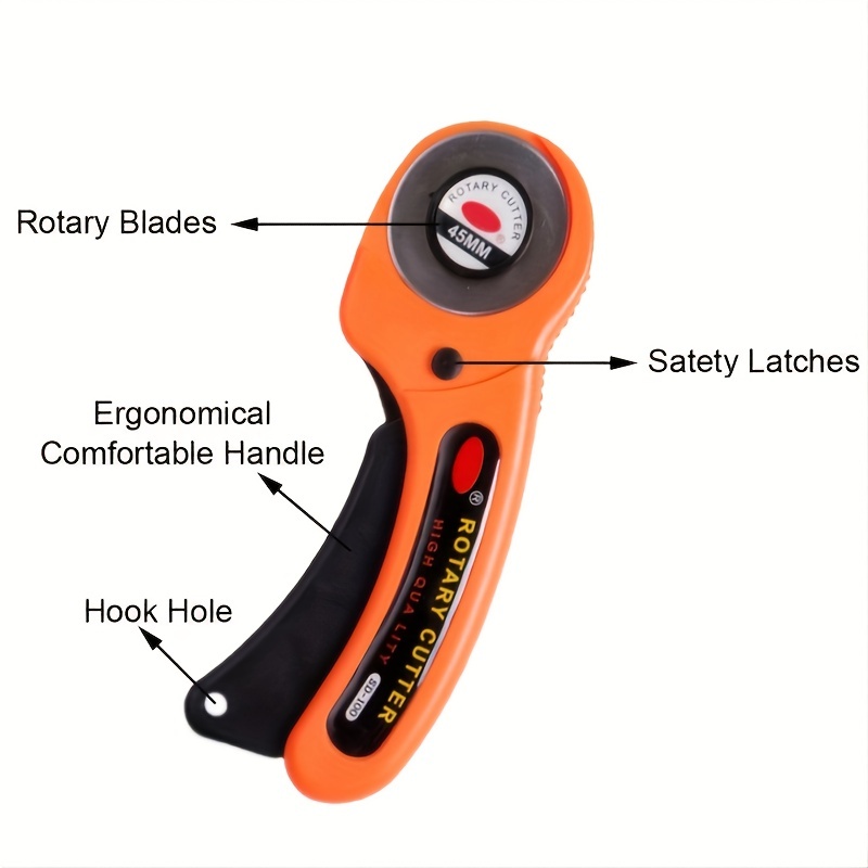 Mduoduo 45mm Round Wheel Rotary Cutter Quilting Sewing Roller Fabric  Cutting Tools Orange 