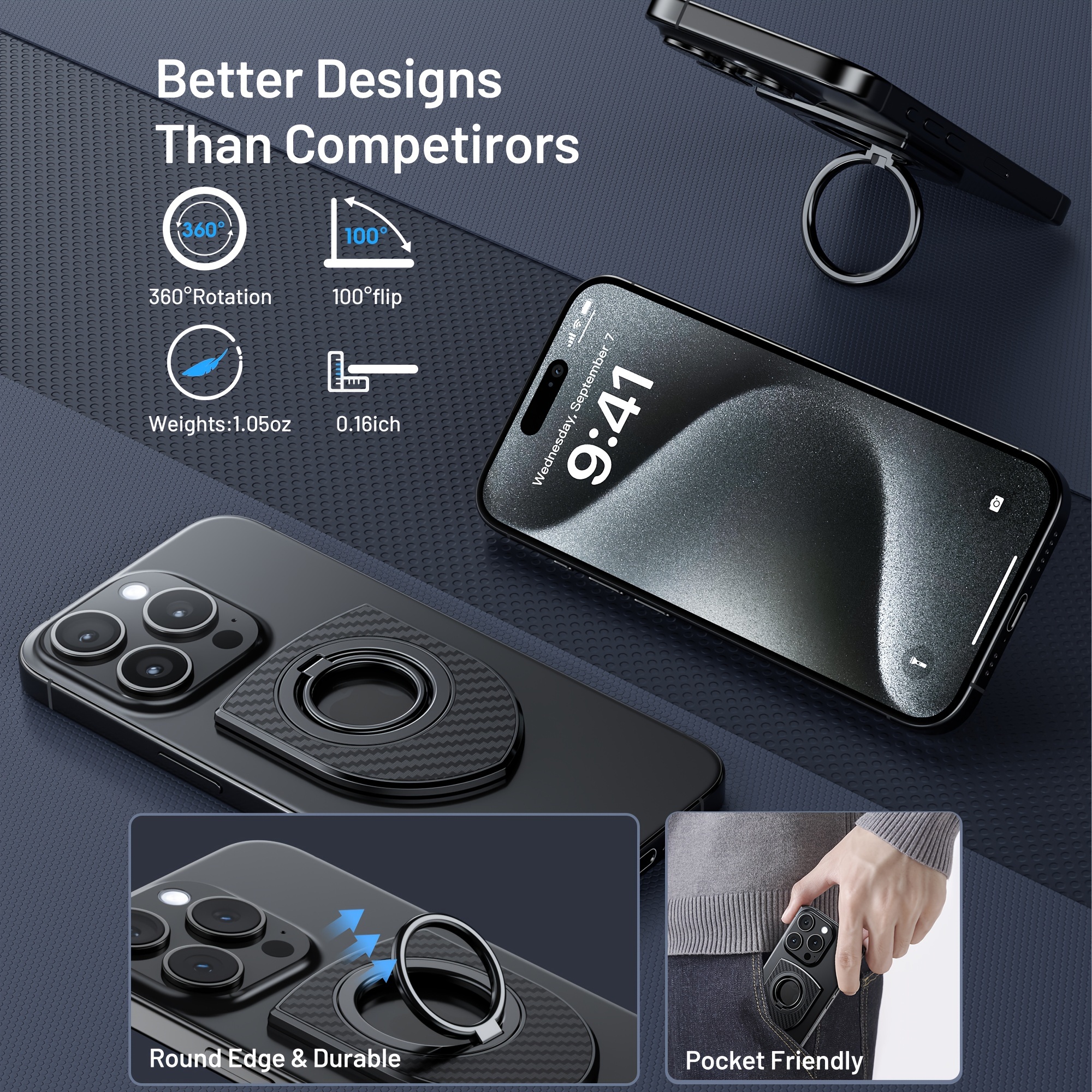 Acheter Fonken véritable anneau magnétique autocollant pour Magsafe  chargeur sans fil pour iPhone/Samsung/XiaoMi aimant universel voiture  support de téléphone feuille