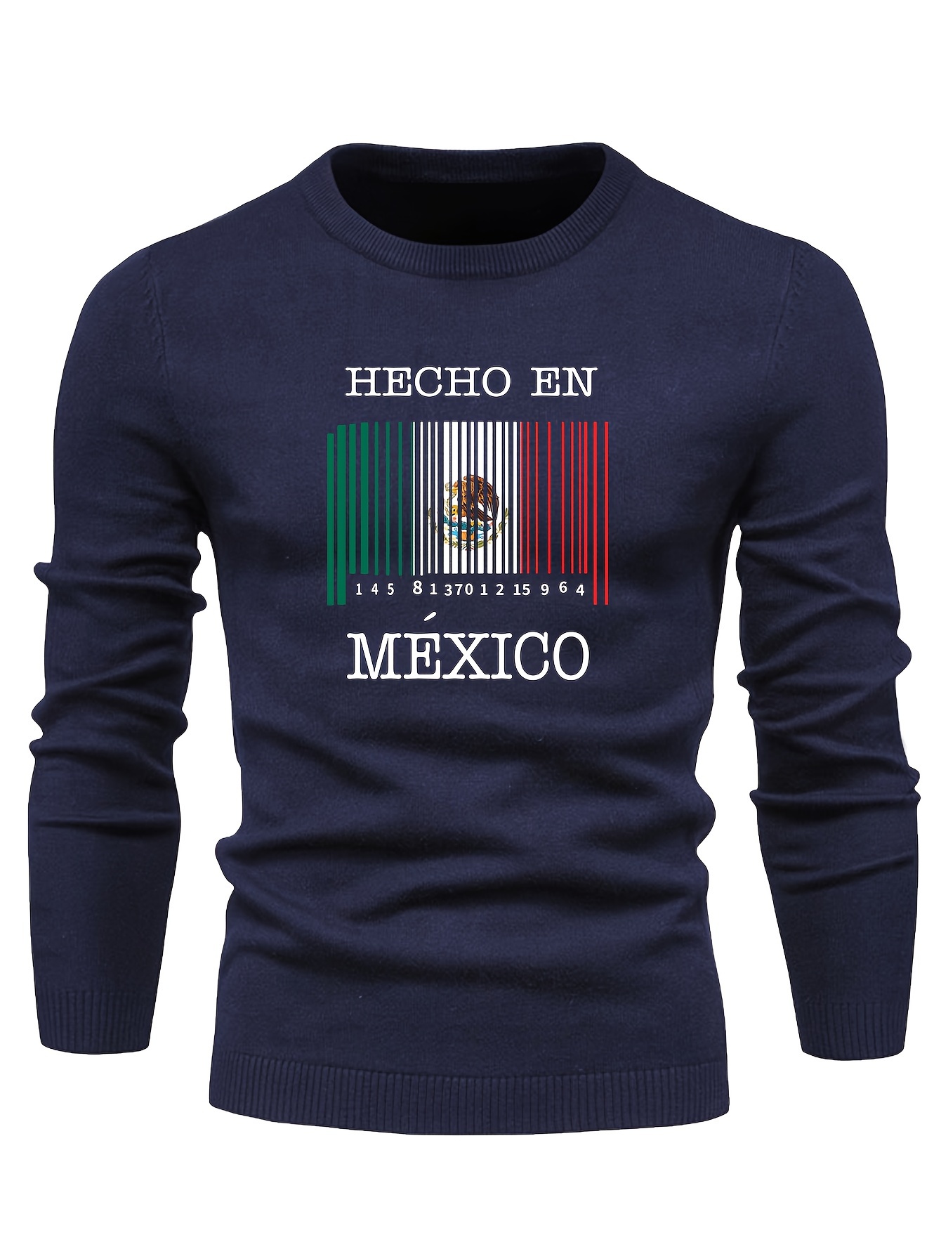 Plus Size Men s Sweater Mexican Flag Graphic Print Knit Crew Temu