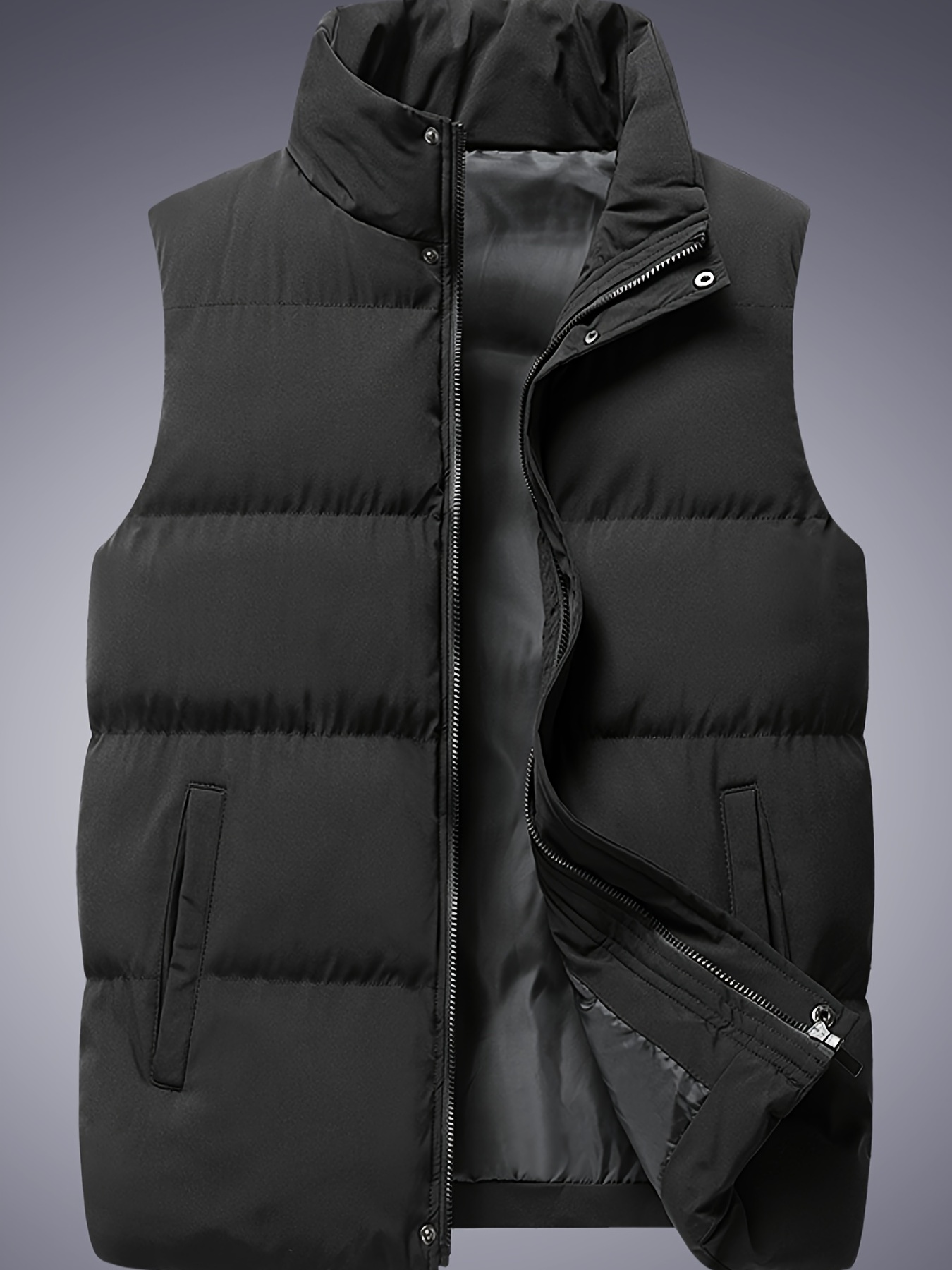 Mens Zip Up Padded Vest Jacket Winter Lightweight Outwear - Temu