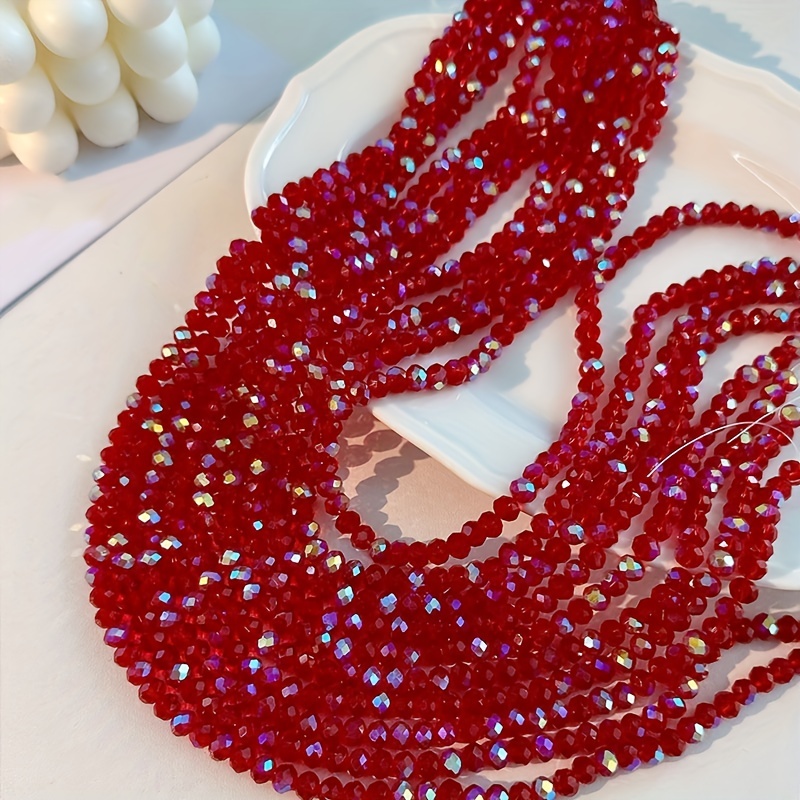 Handmade Beaded Crystal Beads 3mm-4mm-6mm-8mm Vibrant Red Multicolor  Artificial Crystal Beads for Jewelry Making, Crafts, and Projects Durable 