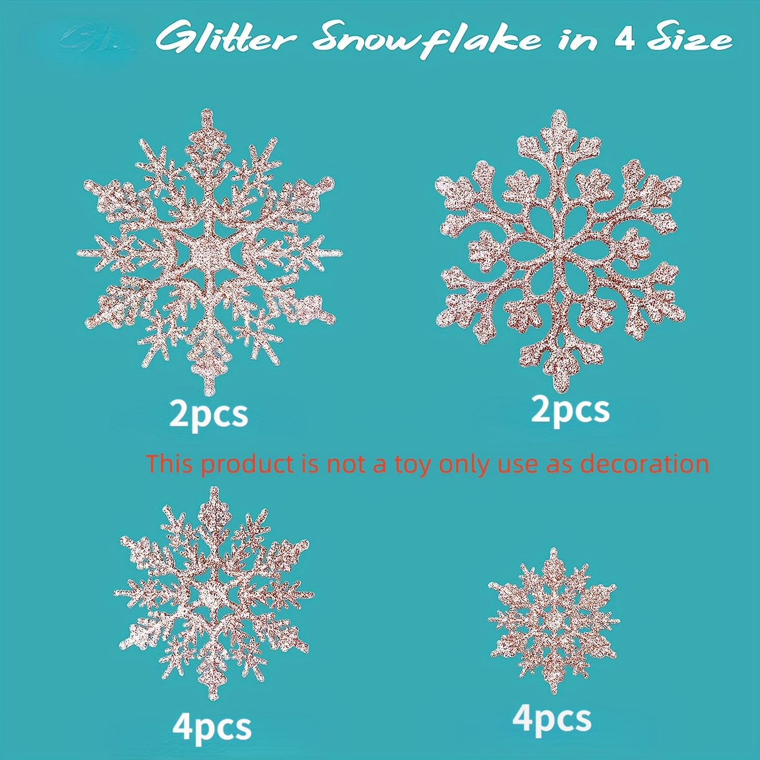 Silver Glitter Plastic Snowflakes