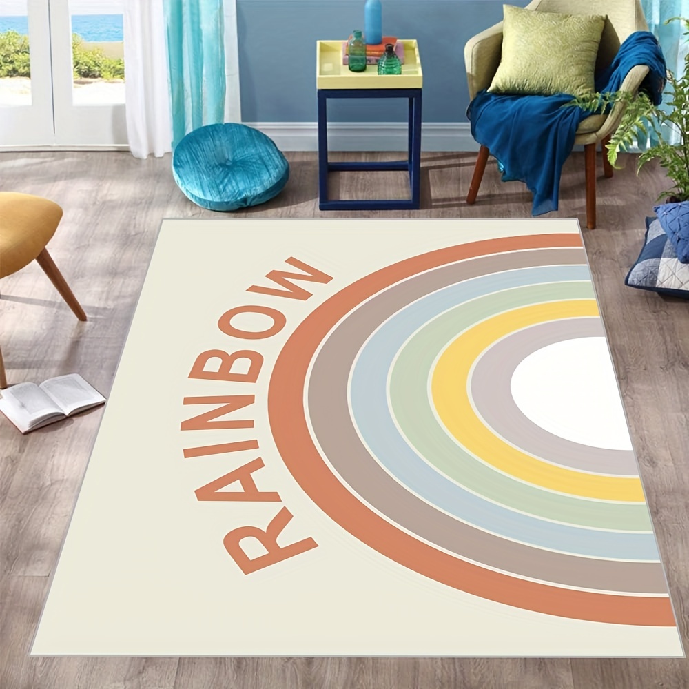 Rainbow Carpet Bedroom Office Rug Non Slip Easy to Clean Carpet Mat