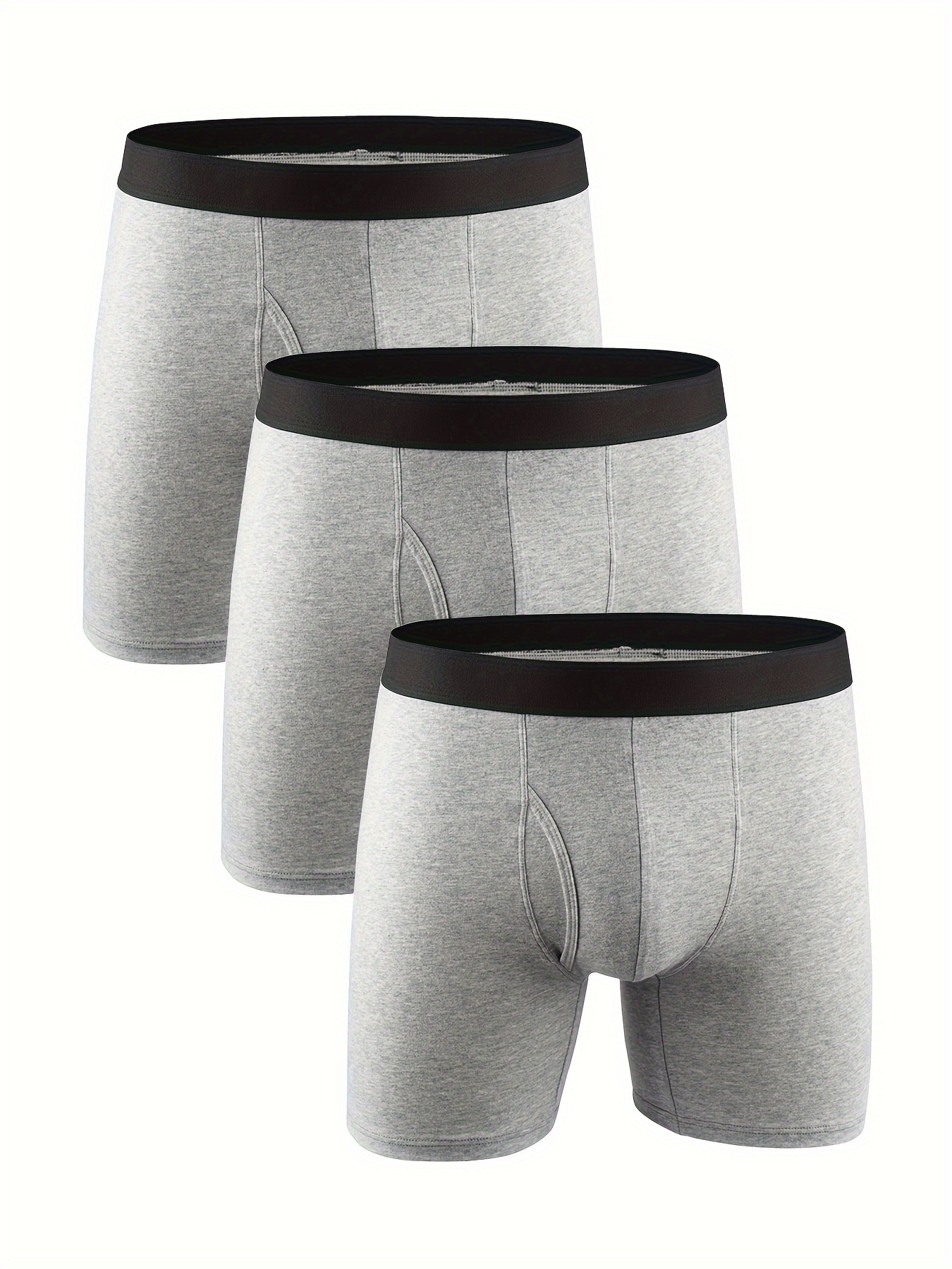 Men's Cotton Long Leg Boxer Briefs Men's Simple Solid Color - Temu Canada