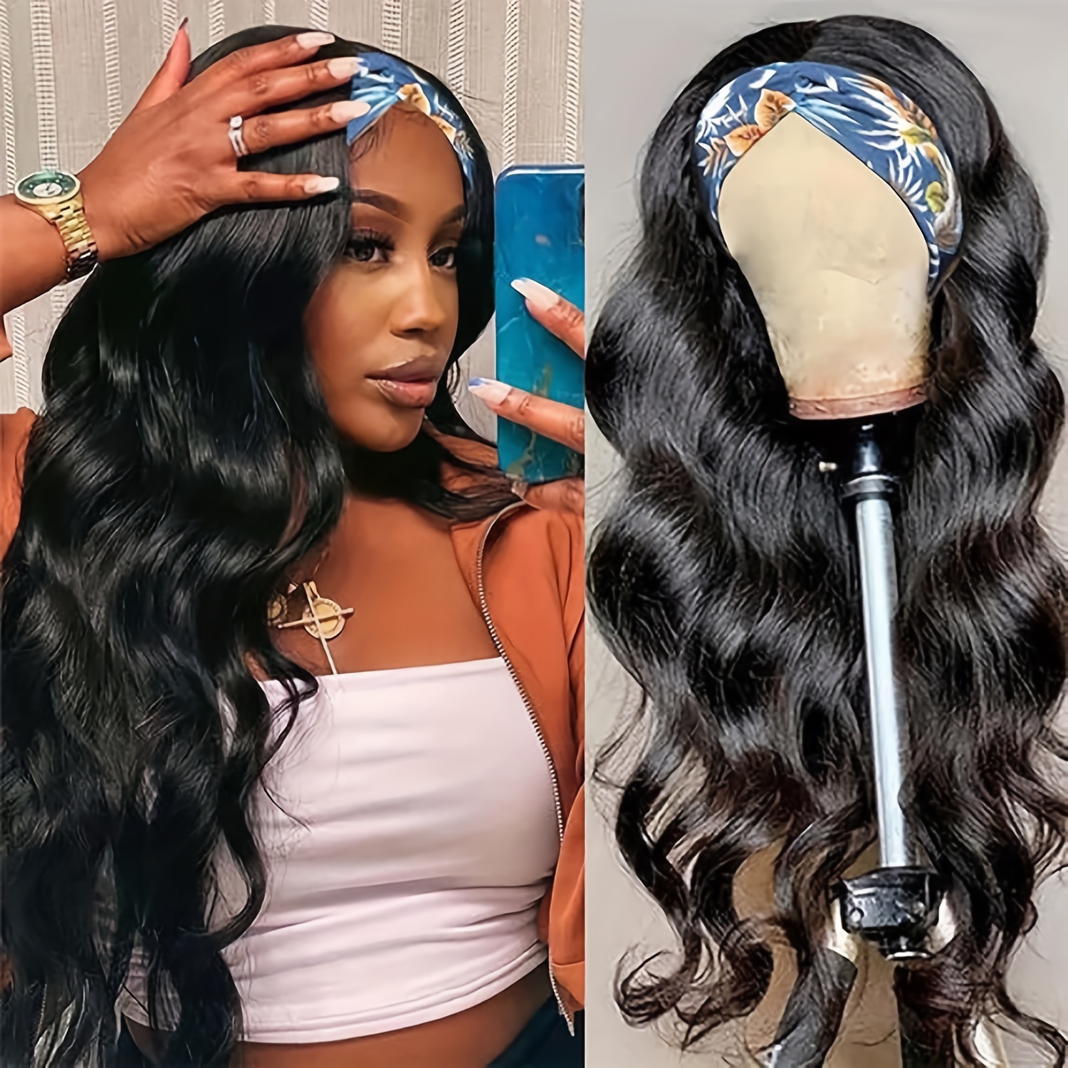 Headband Wigs Body Wave Wigs Brazilian Human Hair Wigs For - Temu