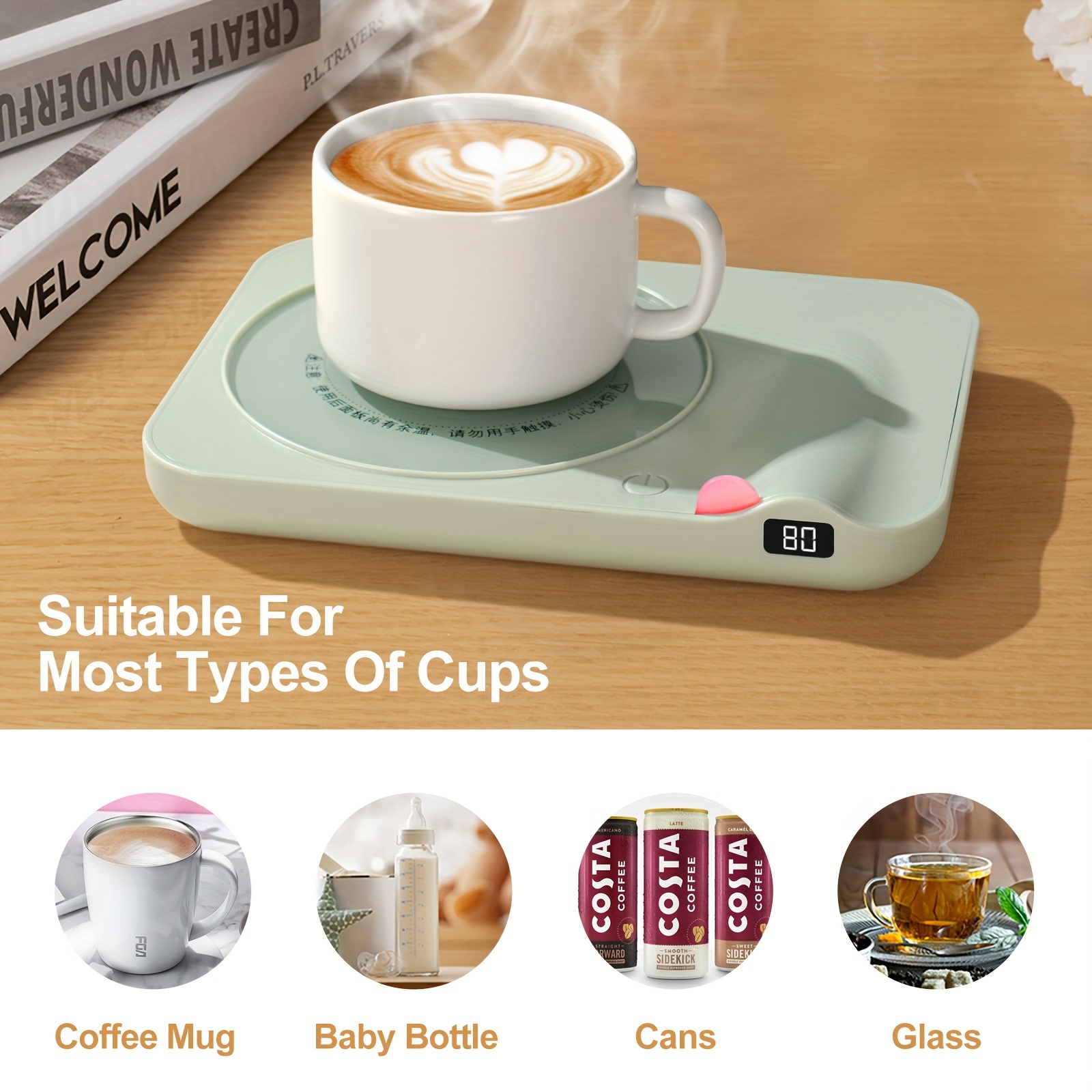Coffee Cup Warmer, with Intelligent Induction Function Keep Warm Device 55  Degree Heating Automatic Thermostat Cup, Used for Coffee, Milk, Tea and  Water Thermos Cup, Suitable for Office and Home 