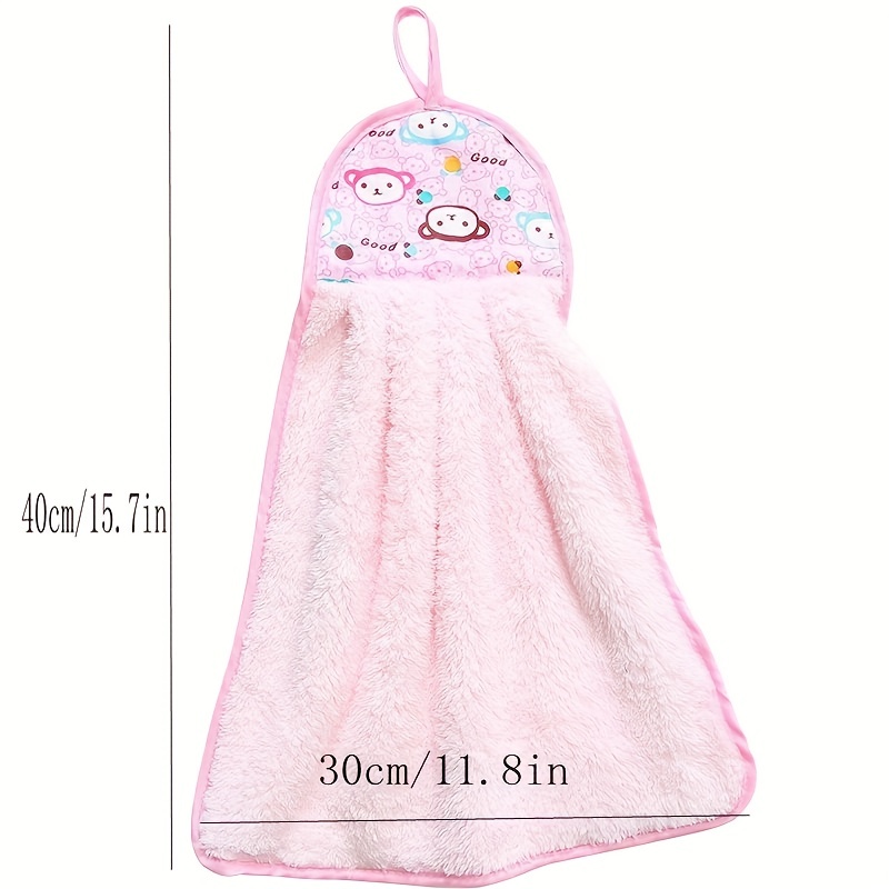 Cute Pig Pattern Hanging Towel For Wiping Hands, Coral Fleece