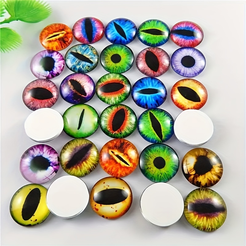 2 Pieces Halloween Glass Dragon Eye Half Round Glass Dome Cabochon Mixed  Style Doll Eyes Glass for Art Dolls Props Fursuits DIY